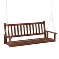 thumbnail image 1 of Gymax 5FT Wooden 3-Person Porch Swing Chair w/ Adjustable Galvanized Metal Chains Brown, 1 of 9
