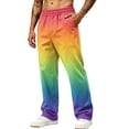 thumbnail image 2 of LTTVQM Mens Loose Fit Gradient Trousers Daily Wear Ombre Fade Loose Relaxed Fit Drawstring Waist Outdoor Beach Camping Trousers Multicolor M, 2 of 7
