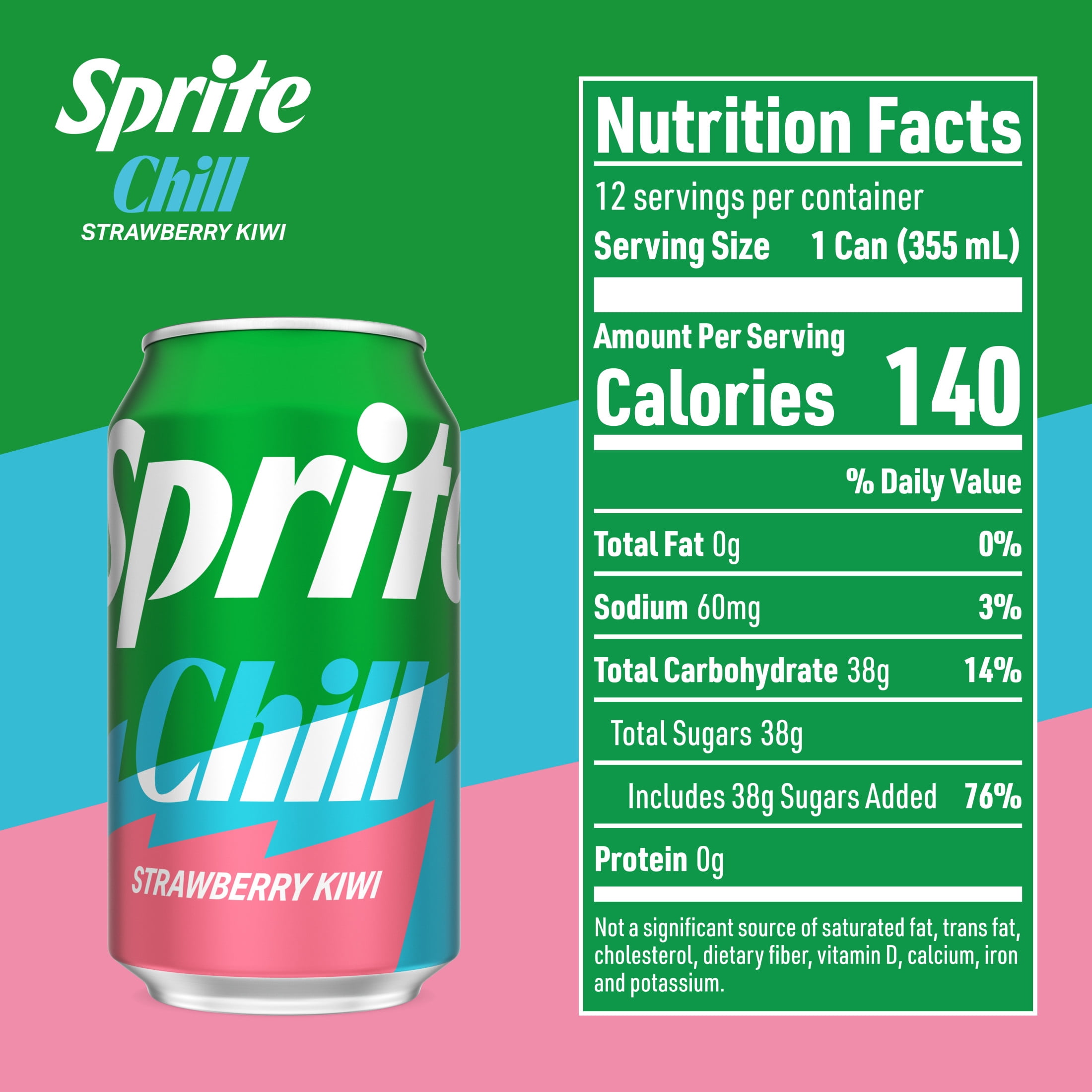 Sprite Chill Strawberry Kiwi Caffeine Free Soda Pop Fridge Pack Cans, 12 fl oz, 12 Pack