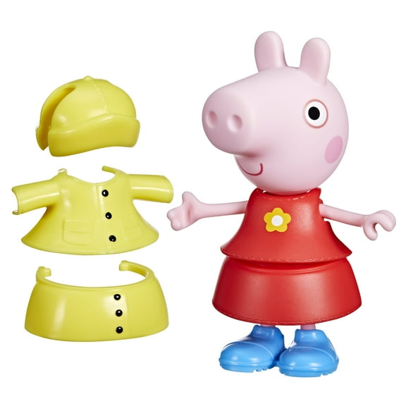Peppa Pig Toys Peppa Pig Rainy Day Dress-Up 6” Figure with 6 Fashion Accessories, Preschool Toys, 3 