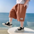 thumbnail image 4 of Bmisegm Boys Shorts Summer Casual Fashion Sportswear with Pockets Comfortable Elastic Waist for Kids and Youth Baggy Sweat Shorts 6-16 Years Brown,6-7 Years, 4 of 4