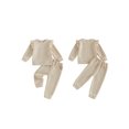 thumbnail image 2 of RUINIXCW Toddler Baby Girl Spring Fall Winter Clothes Infant Baby Girls 2 Pieces Outfit Twist Textured Jacquard Long Sleeve Crewneck Sweatshirt and Pockets Pants Set, 2 of 8