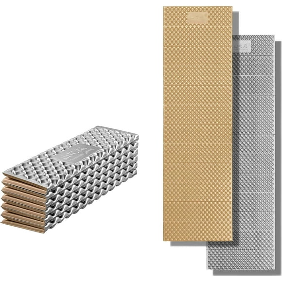 Mountain Spring Polar Bear XL Folding Closed Cell Foam Sleeping Pad R-2.6 | Highest R-Value Thickened Moisture-Proof Foam Sleeping Mat on The Market for Camping Hiking Backpacking (Champagne Gold)