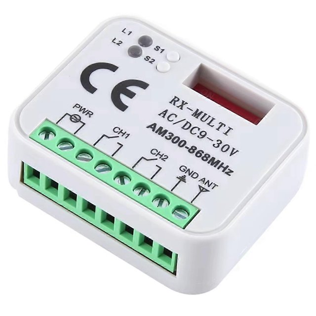 Universal Garage Door Remote Control RX Multi Frequency 300-868Mhz Opener Switch 9-30V Relay RX 2CH