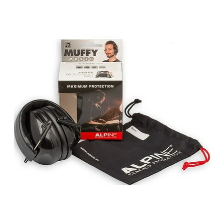 Alpine Muffy Music Hearing Protection Foldable Soft Earmuffs, Black