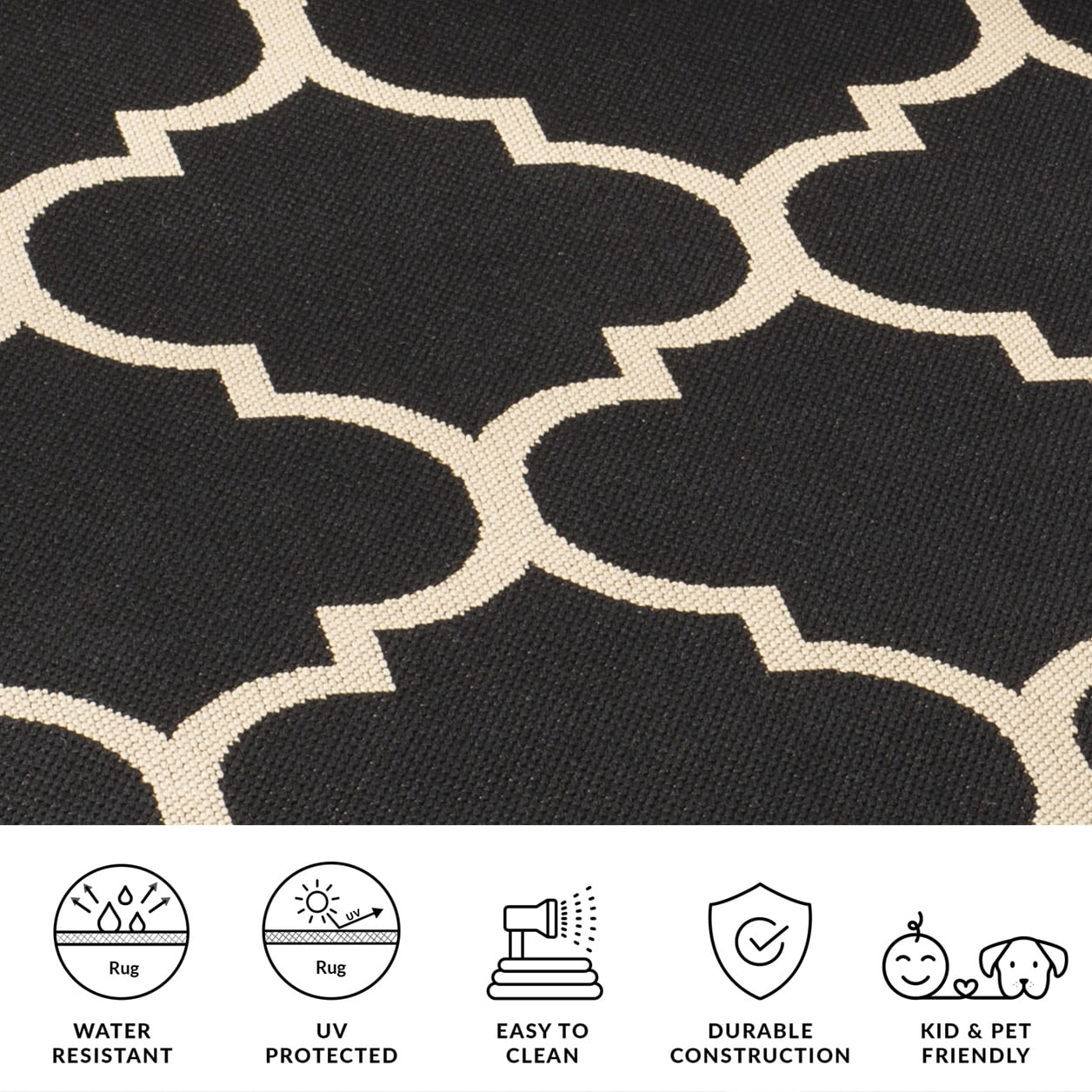 Safavieh Courtyard Alyssa Geometric Indoor/Outdoor Area Rug, Black/Beige, 2' x 3'7"