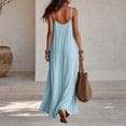 thumbnail image 4 of Backless Cami Dress for Women Loose House Dress Sleeveless, Spaghetti Straps, Open Back, Beach, Maxi Lounge Dress, Long Flowy Dresses Light Blue XL(XL), 4 of 5