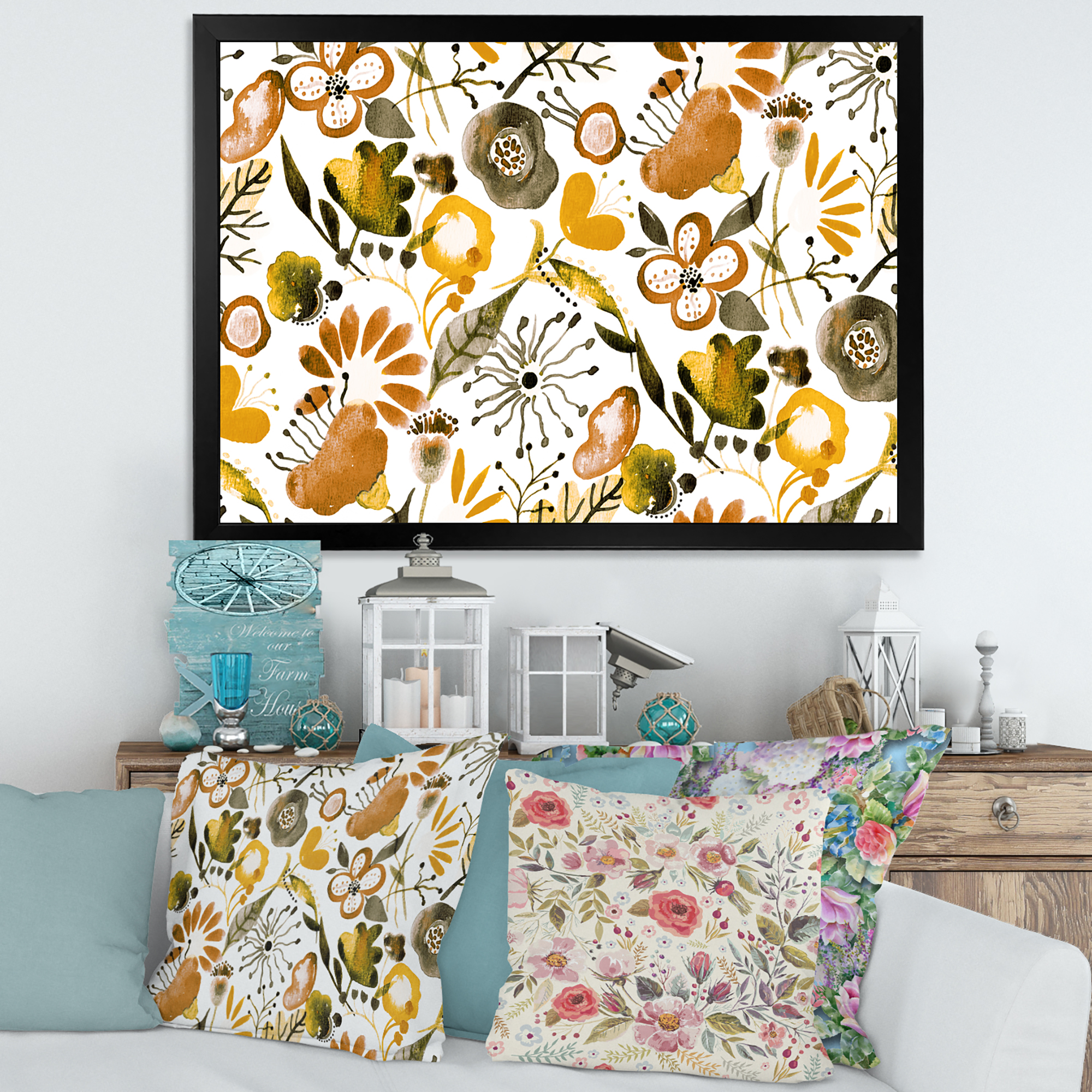 Designart 'Vital Abundance Of Wildflowers I' Modern Framed Art Print