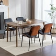 thumbnail image 6 of Bedluxury Dining Chairs Set of 2,Faux Leather Chair with Walnut Bentwood Back,Upholstered Seat Metal Legs for Kitchen,Living Room(Black), 6 of 7