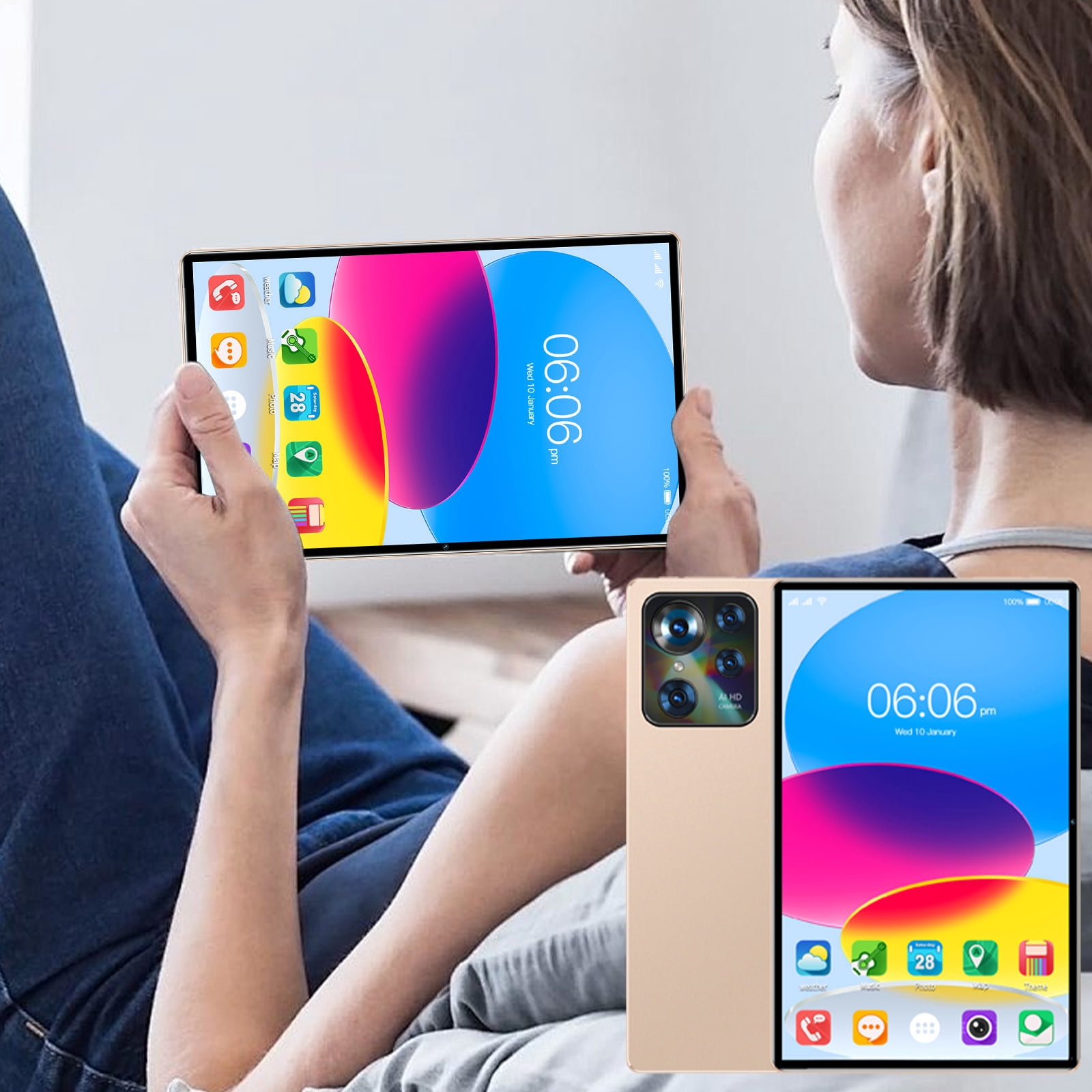 COM1950s 10.1 Inch Android Tablet with Cellular Calling, Dual SIM 5G WiFi Tablet Computer, 4GB RAM 32GB ROM Expandable Storage, Metal Body Tablet with Stylus Pen for Learning Gaming Office
