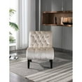 thumbnail image 3 of GZXS Armless Accent Chair, Upholstered Button Tufted Living Room Chairs with Wood Legs, Comfy Velvet Lounge Chair Reading Chair for Bedroom, Beige, 3 of 9