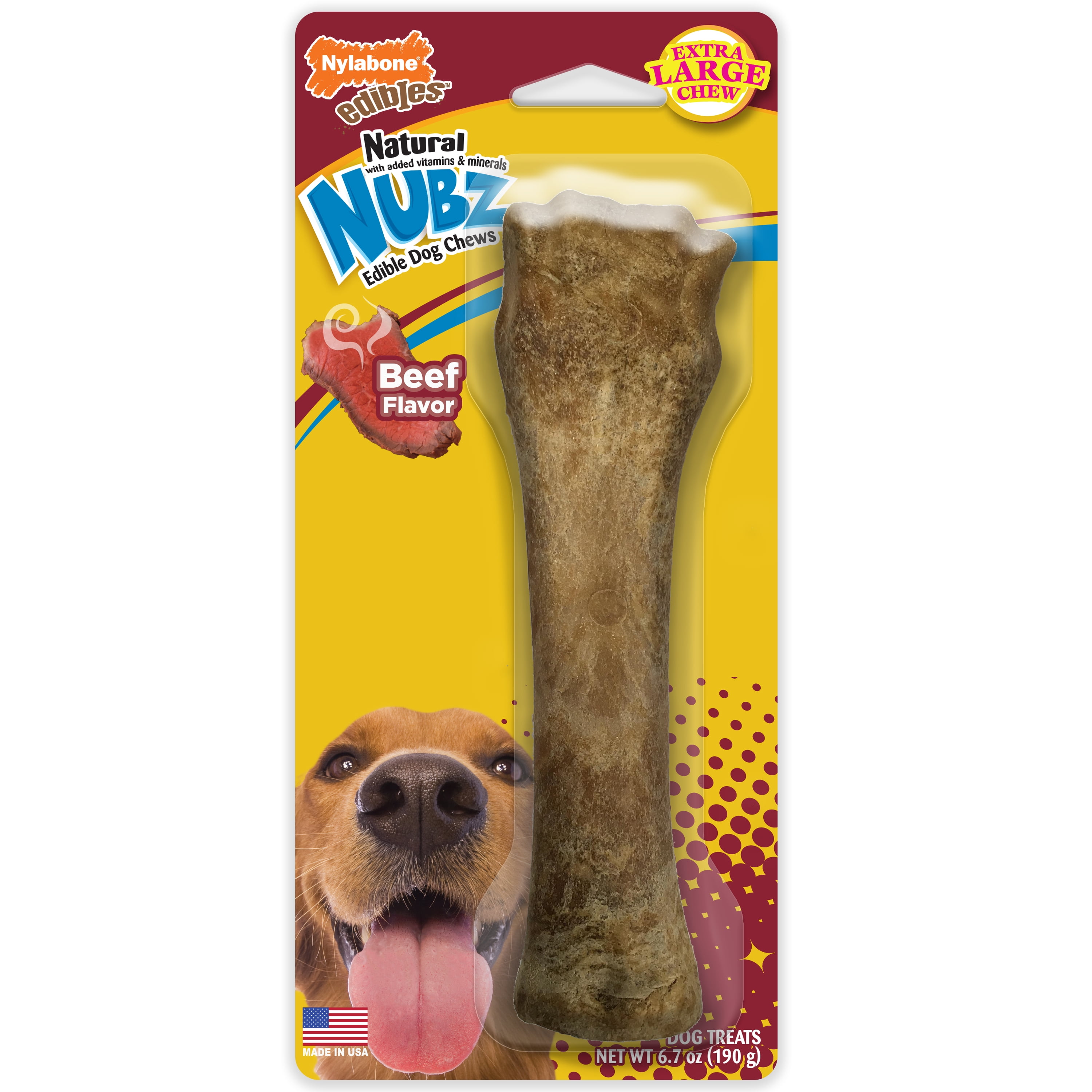 Nylabone Nubz Natural Long Lasting Edible Beef Dog Chews