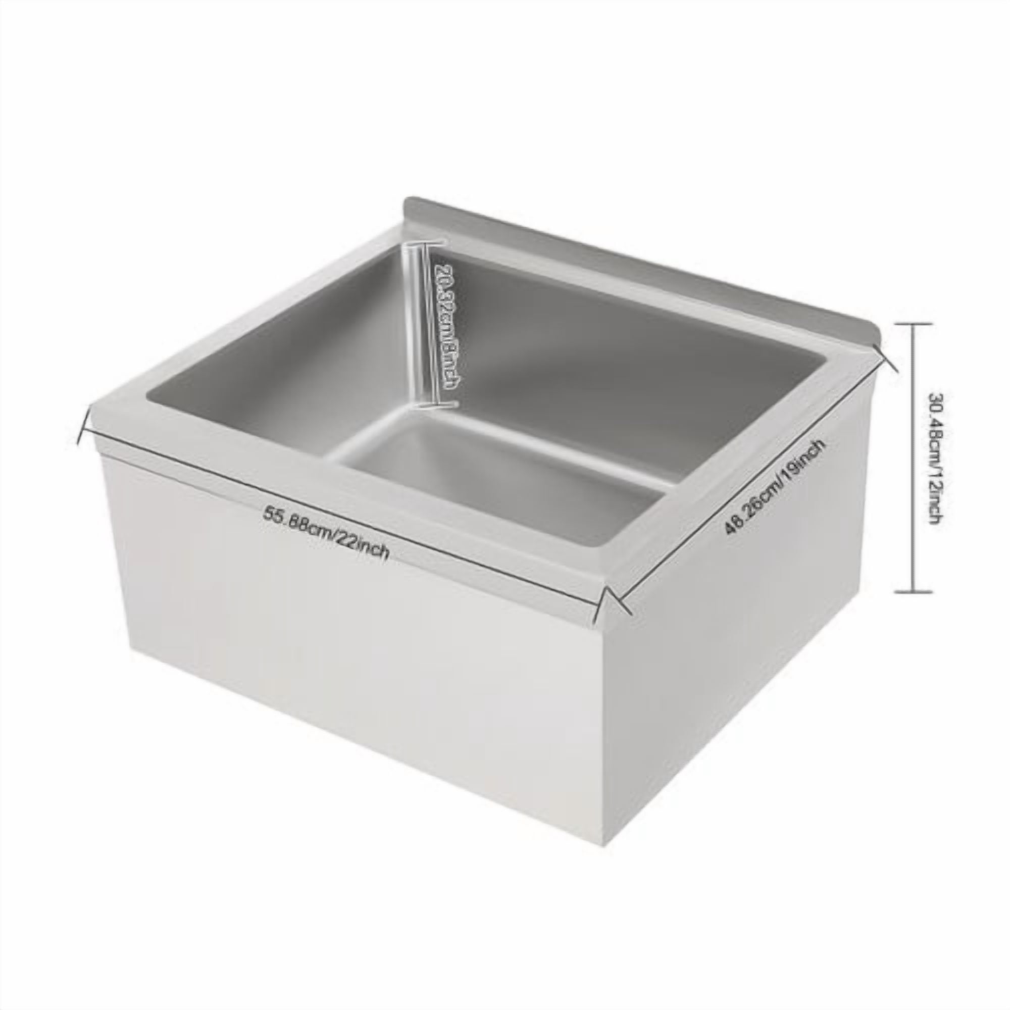 Commercial Mop Sink, 22" X 19" X 12" 304 Stainless Steel Wall-mounted Utility Sink with Drain Basket, Single Bowl Mop Sinks for Home, Restaurant, Hotel, Bar, Cafe, Kitchen, Laundry Room Etc