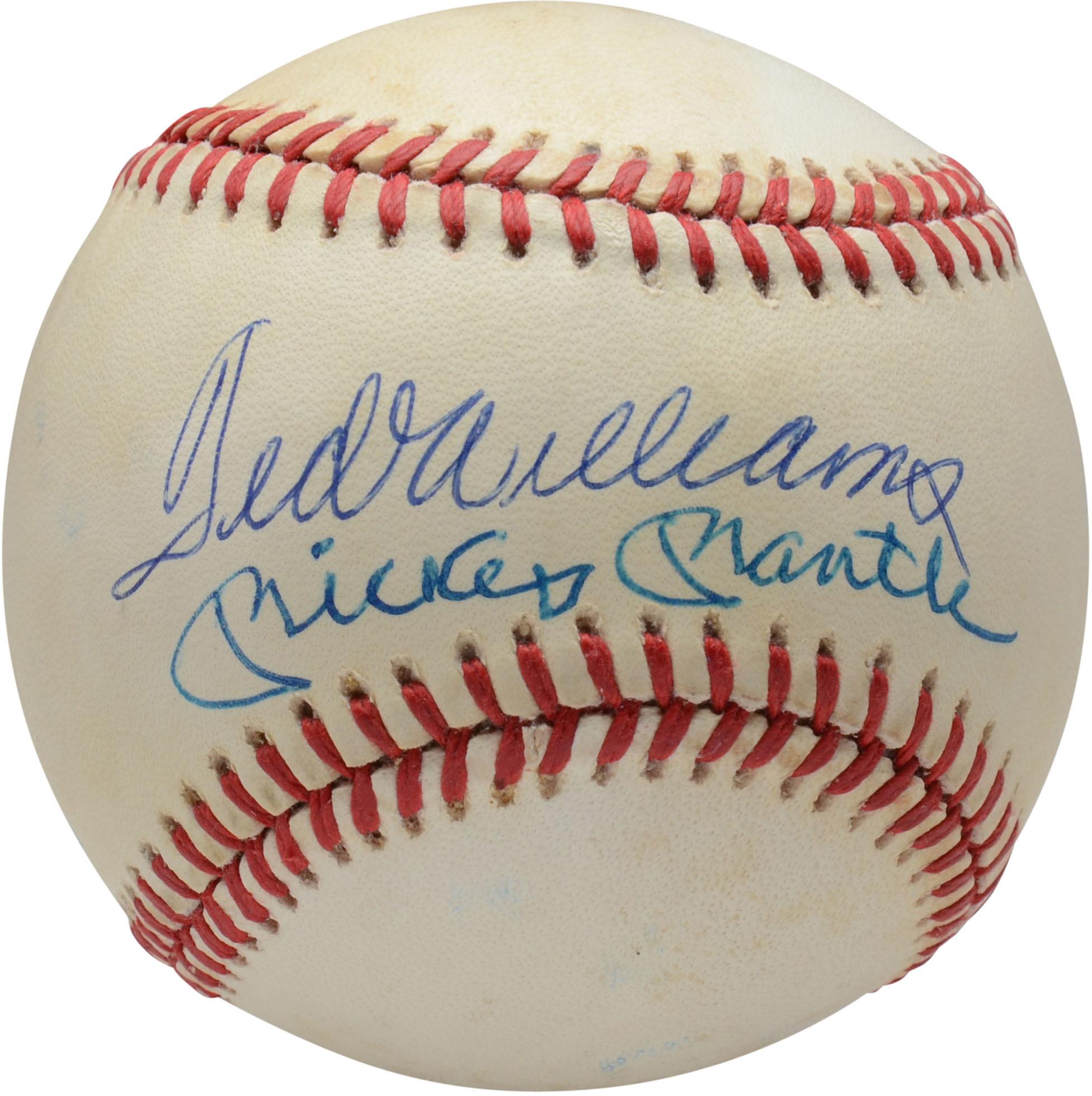 Mickey Mantle & Ted Williams Autographed Vintage Baseball BAS A68219