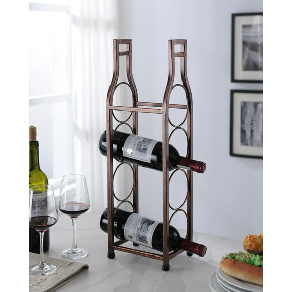 Pilaster Designs Rockford 4-bottle Metal Countertop Wine Rack in Copper