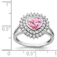 thumbnail image 5 of Primal Silver Sterling Silver Rhodium-plated 6mm Pink Heart Cubic Zirconia Ring, 5 of 7