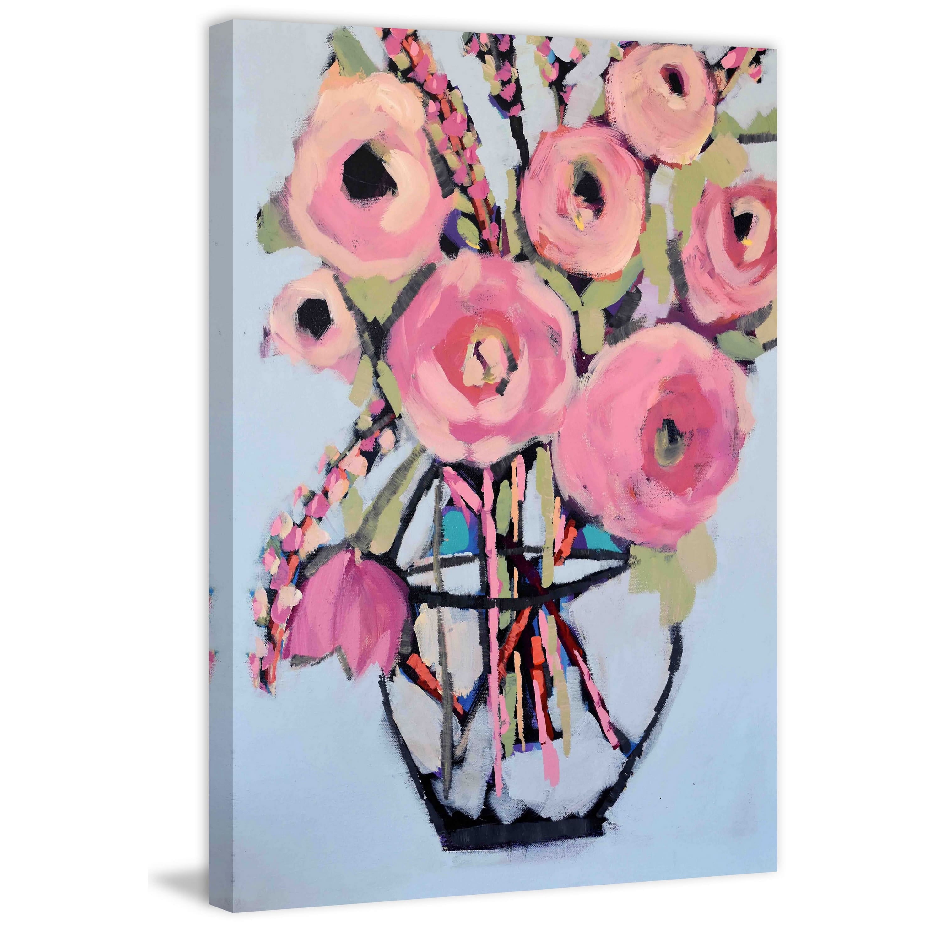 Marmont Hill "Lots of Pink Flowers" by Michelle Rivera Painting Print on Wrapped Canvas
