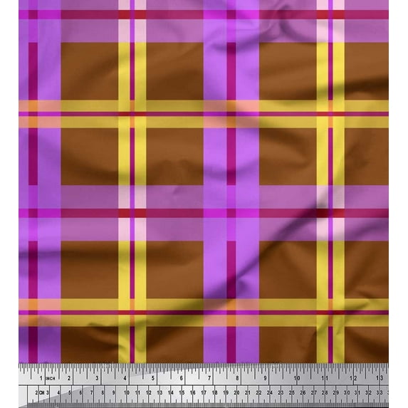 Soimoi Cotton Voile Fabric Check Check Decor Fabric Printed Yard 56 Inch Wide