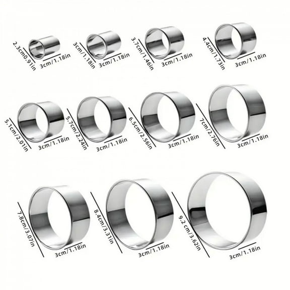 11/12PC Stainless Steel Mousse Round Cookie Biscuit Cutters DIY Dumpling Cutter Professional Pastry Baking Circle Ring Molds Set