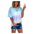 thumbnail image 2 of Camiseta de mujer Tie Dyed Causal Top Blusa de cuello redondo de manga corta, azul, L Methold AP001629-14, 2 of 6