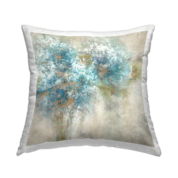 Stupell Industries Abstract Blue Hydrangea Bouquets Square Decorative Printed Throw Pillow, 18 x 18