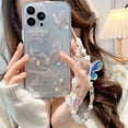 thumbnail image 2 of Compatible for iPhone 12 Case Cute Butterfly Pattern Clear Design Aesthetic Women Teen Girls Glitter Pretty Crystal Sparkle Sparkly Phone Cases Protective Cover+Butterfly Chain, 2 of 7