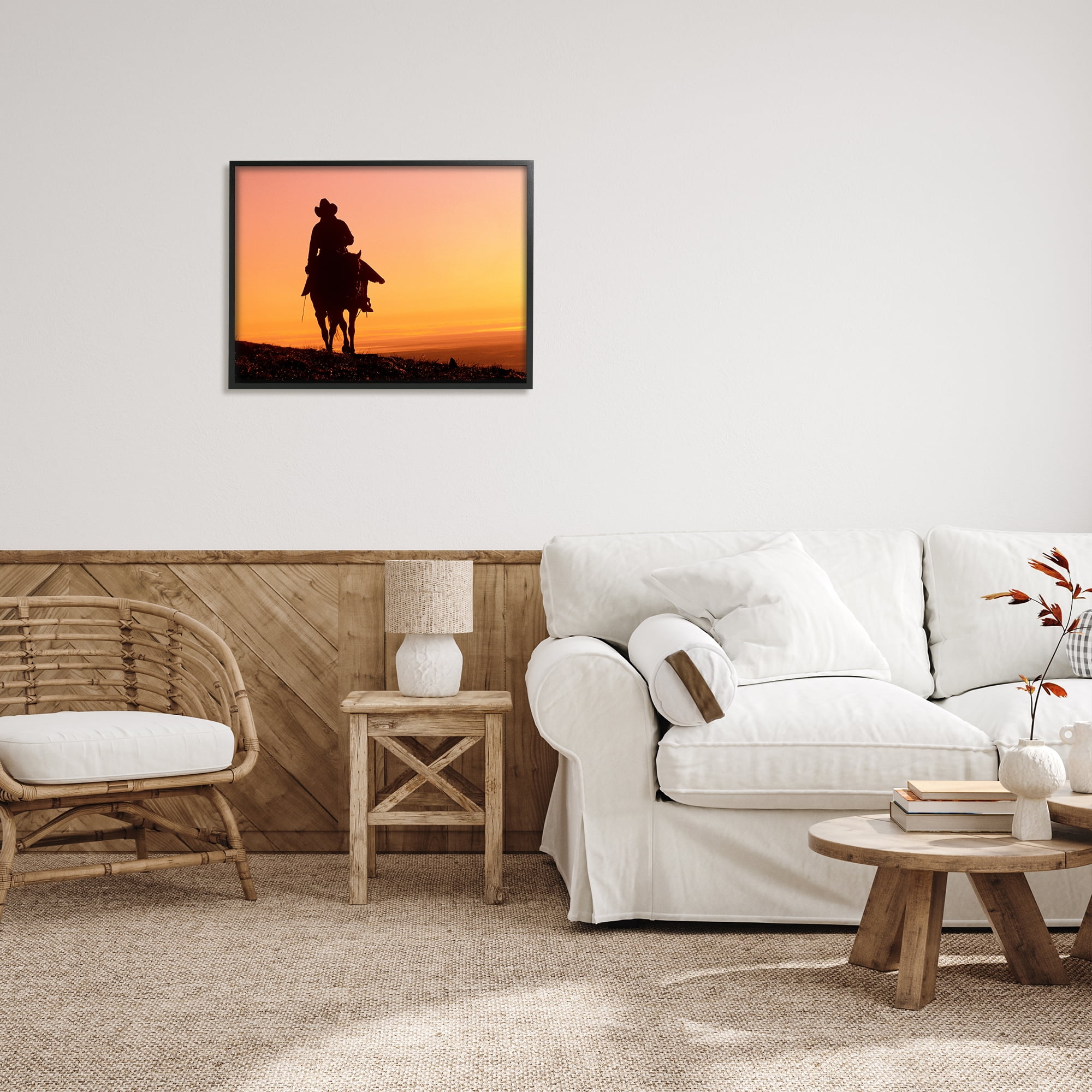 Stupell Indtries Woman Riding Horse Silhouette Southwestern Sunset Landscape,30 x 24,Design by J.C. Leacock