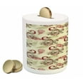 thumbnail image 2 of Peacock Piggy Bank, Winter Pattern Peacocks Snowflakes Floral Paisley Ornate, Ceramic Coin Bank Money Box for Cash Saving, 3.6" X 3.2", Ruby Olive Green Cream, by Ambesonne, 2 of 4