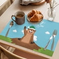 thumbnail image 3 of Happy Groundhog Day Placemats Set of 12 Cartoon Ground Hog Hole Blue Sky Country Place Mats Indoor Wipeable Table Mats Washable Dining Table Placemats for Kitchen Holiday Party Home Decor 13x19 Inch, 3 of 9