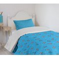 thumbnail image 4 of Ambesonne Lighthouse Quilted Bedspread Set 2 Pcs, Polka Dots Marine, Twin Size, White Blue and Red, 4 of 6