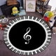 thumbnail image 5 of Alfombra redonda con estampado de teclas de piano en blanco y negro con notas musicales BuyWeek decoración del hogar, 5 of 7