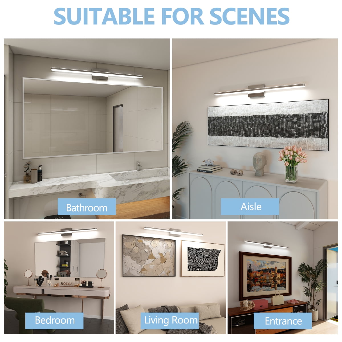 Modern LED Vanity Lights for Bathroom 32IN 16W Daylight White Chrome Light Fixtures Bathroom Lights Over Mirror Vanity Lighting Fixtures Vanity Light On-Site