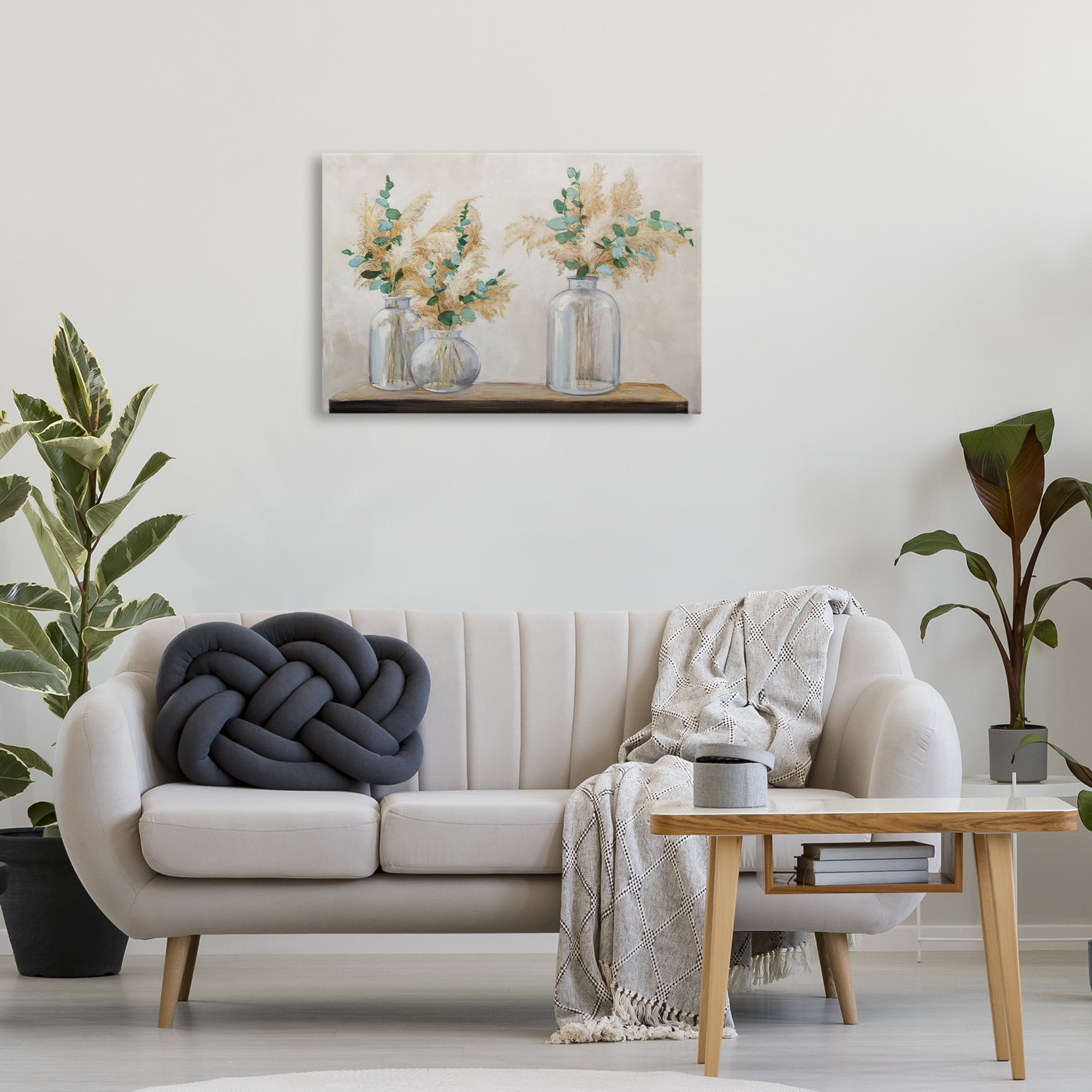 Stupell Industries Pampas & Eucalyptus Botanical & Floral Painting Gallery Wrapped Canvas Art Print Wall Art, 30 x 20