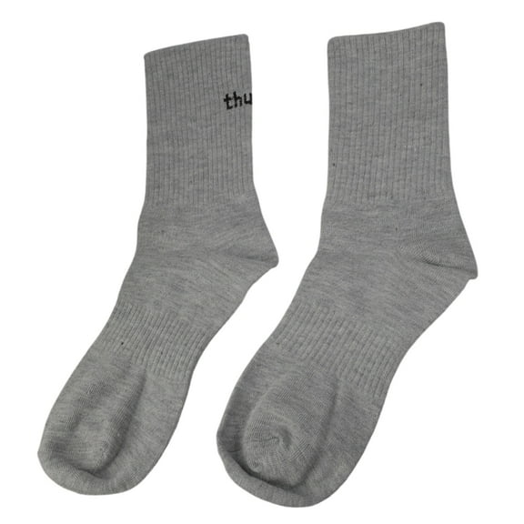 Fashionable Middle Calf Socks with P Letter Print in Soft Cotton Ribbed Crew Socks Hosiery for Women Teens