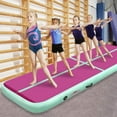 thumbnail image 6 of CEOKS 3m/10ft 4inch Thick Inflatable Air Track Tumbling Gymnastic Mat Floor Home Training W/ Pump Fbsport, Pink&Green, 6 of 9