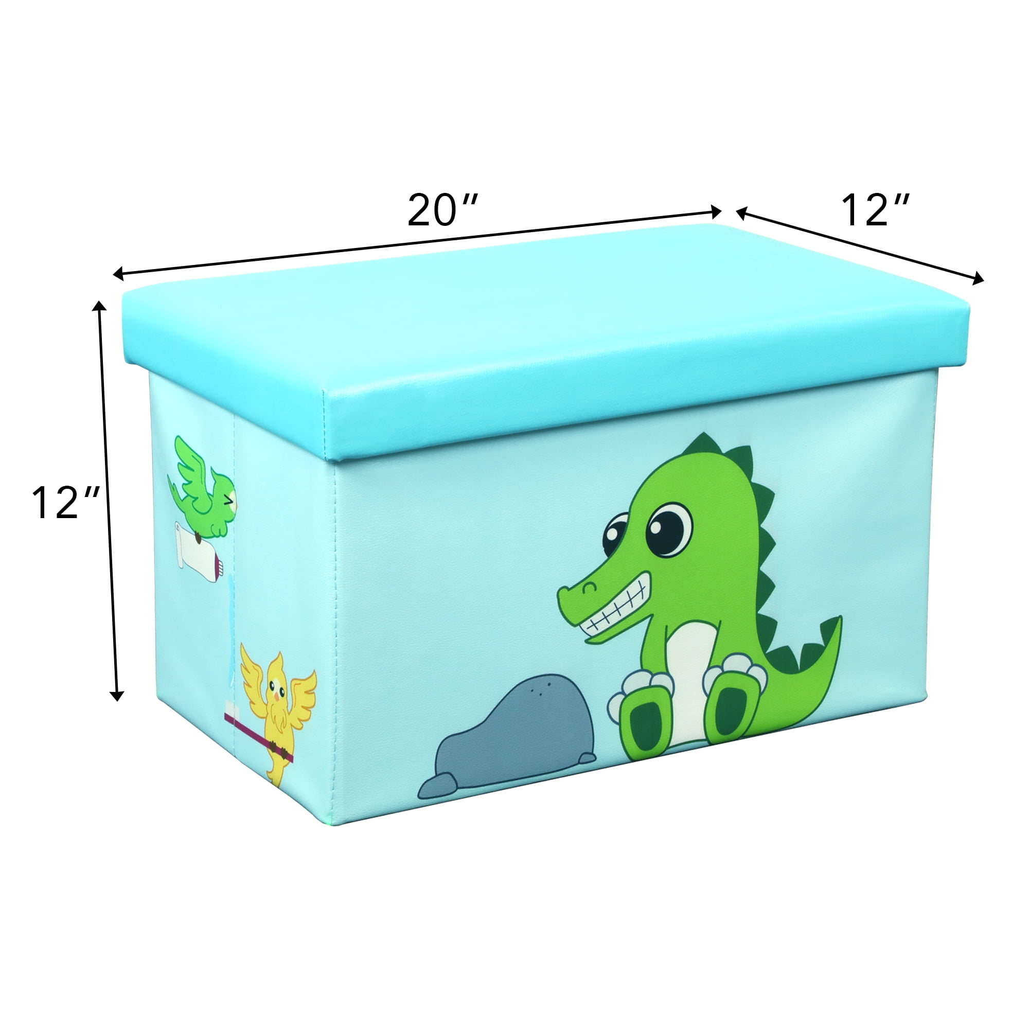 Otto & Ben Children 20" Crocodile and Bird Toy Wood Storage Chest, Multi-color