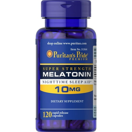 Puritans Pride Super Strength Rapid Release Capsules Melatonin 10 mg 120