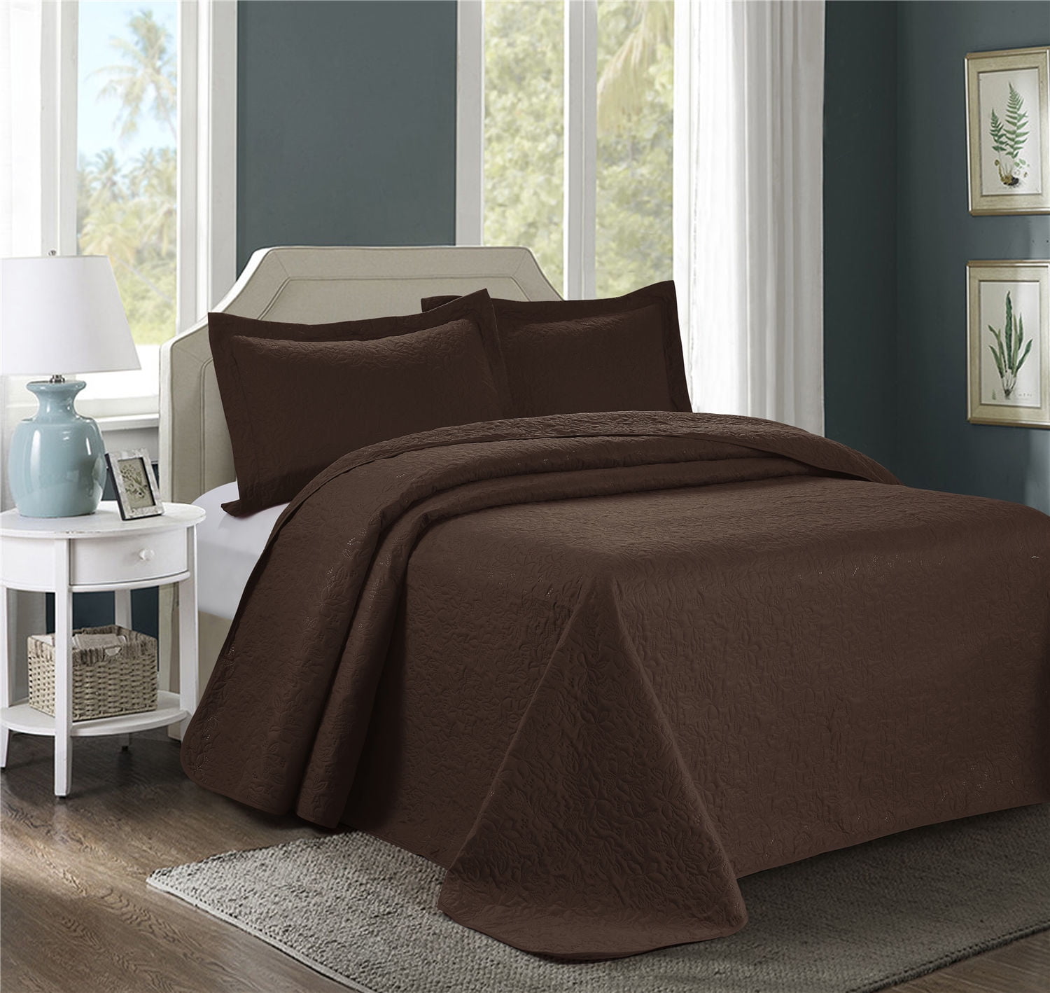 Unique Home JULES Bedspread 3 Piece Loosely Set Ultrasonic Embossed