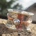 thumbnail image 3 of Sterling Silver Pearl Spinner Ring: Round Fidget Band, 3 of 9