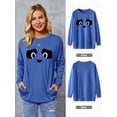 thumbnail image 4 of QAFOPEH Women Panda Cute Graphic Crew Neck Long Sleeve Side Pocket Top, 4 of 7