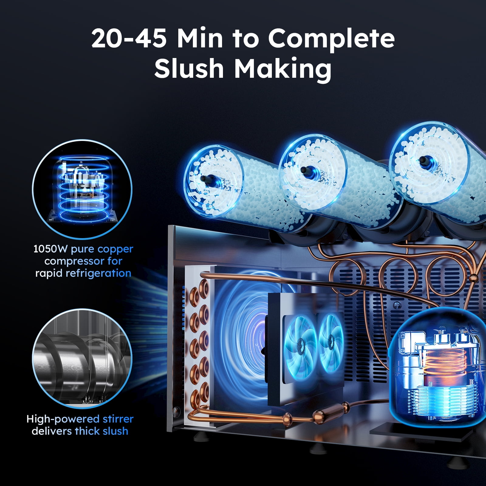 Commercial Slushy Machine, 3 Tank 45L Margarita Machine, Slush Frozen Drink Machine with Automatic Cleaning