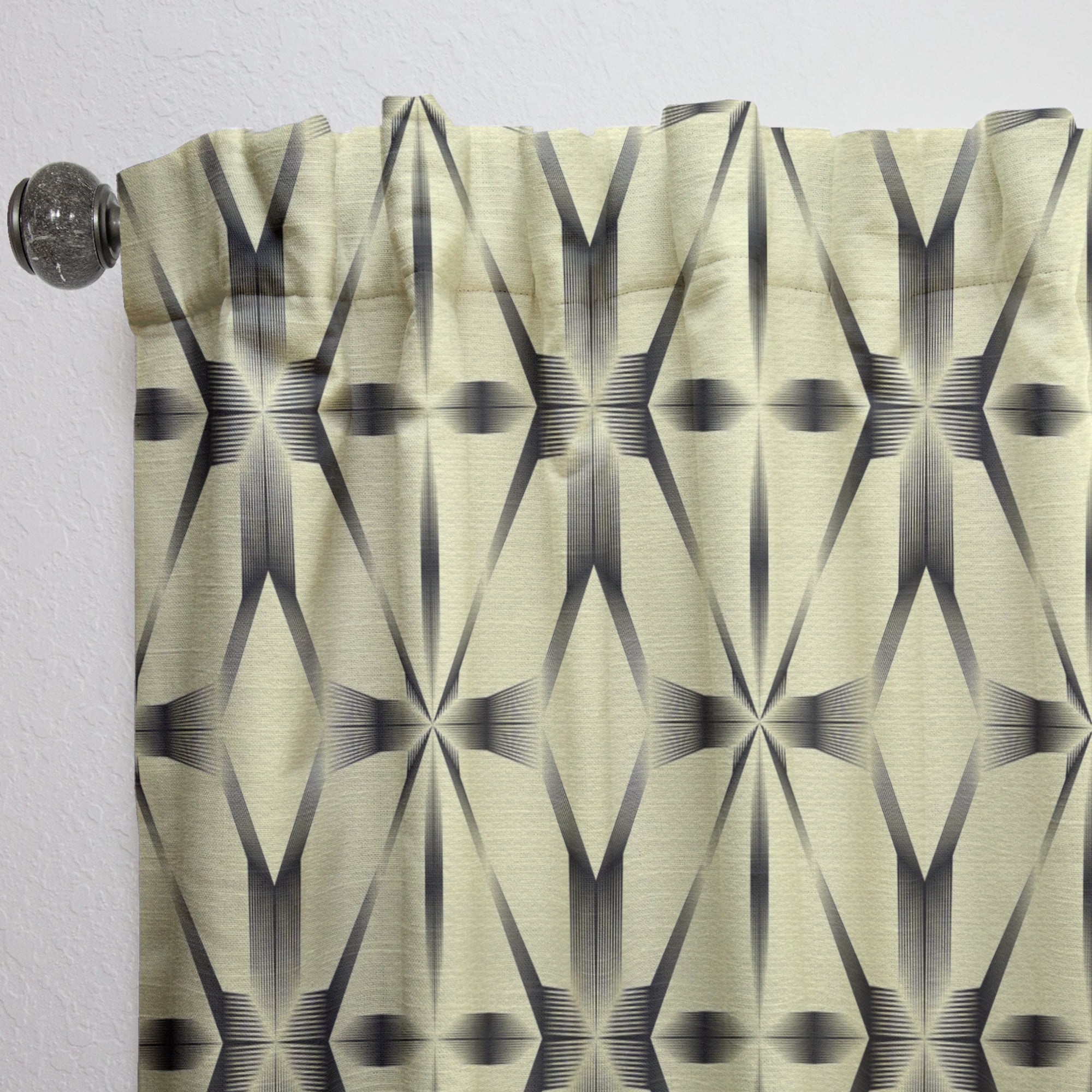 Designart 'Oriental Flower Pattern Ornament' Mid-Century Modern Curtain Panel