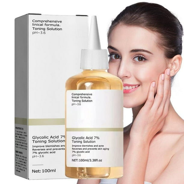 Ácido glicólico 7% Solución tonificante Eliminador de acné ordinario Levantamiento Reafirmante Arrugas Cuidado de la piel facial brillante Tónico de ácido glicólico xuanjing unisex