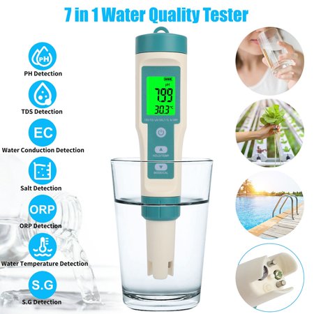 New Water Quality Tester Meter Pen Digital LCD PH TDS EC ORP TEMP SG Salinity