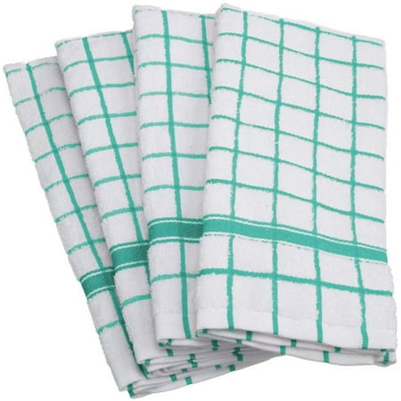 

Aqua Windowpane Terry Dishtowel Set - Set of 4