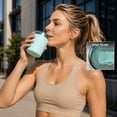 thumbnail image 5 of Ozark Trail 10oz Ceramic Lined Stainless Steel Lowball Tumbler with Magnetic Tritan Transparent Slider Lid, Turquoise, 5 of 15