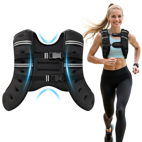 Weighted Vest, 22lb with Reflective Strips–Ideal for Men&Women Strength Training, Running, Muscle Building, Weight Loss