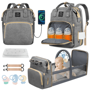 GPED Diaper Bag Backpack with Foldable Crib
