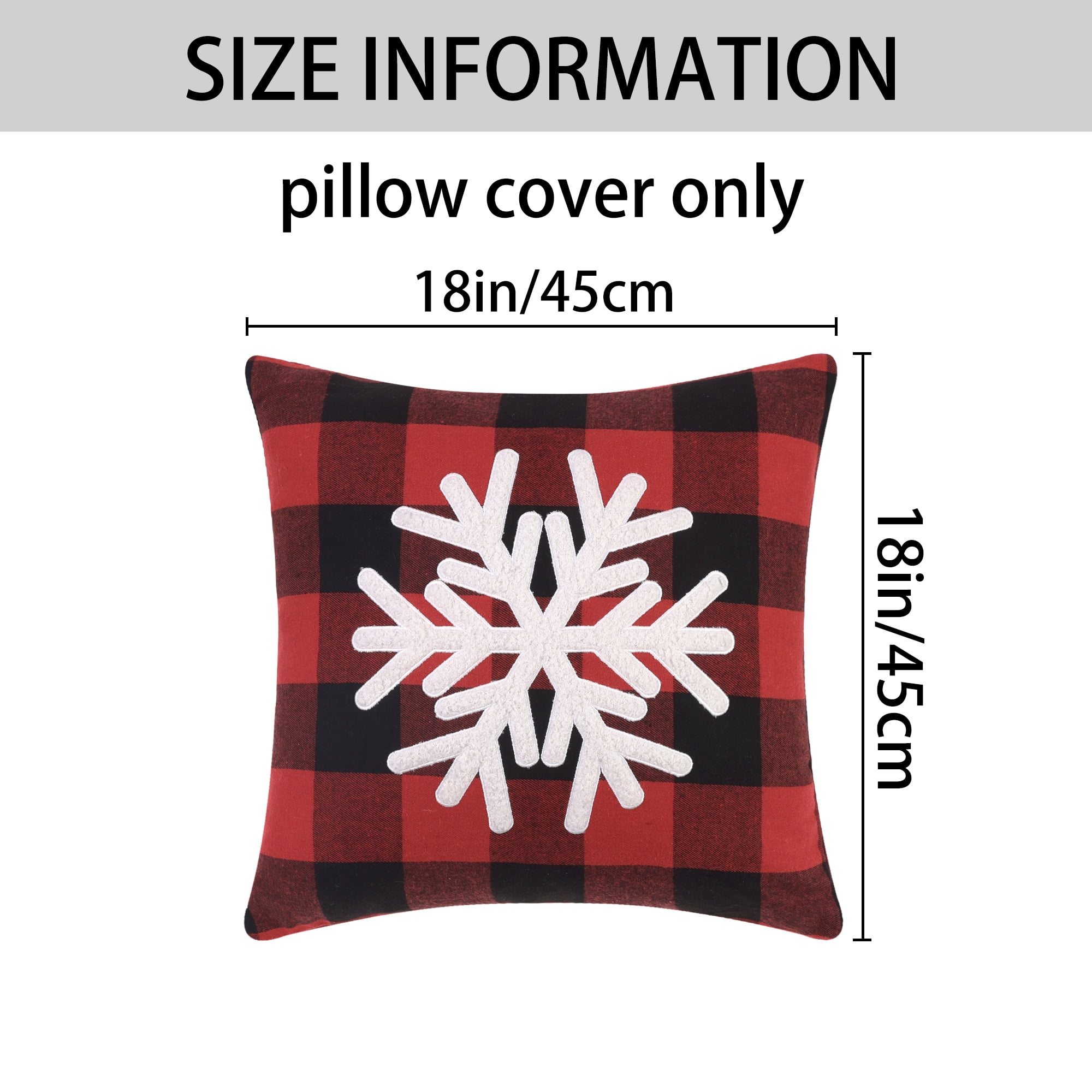 Unique Bargains Plaid Print Throw Decorative Pillow Covers Farmhouse Pillowcase Pack of 2 Snowflake 18" x 18"