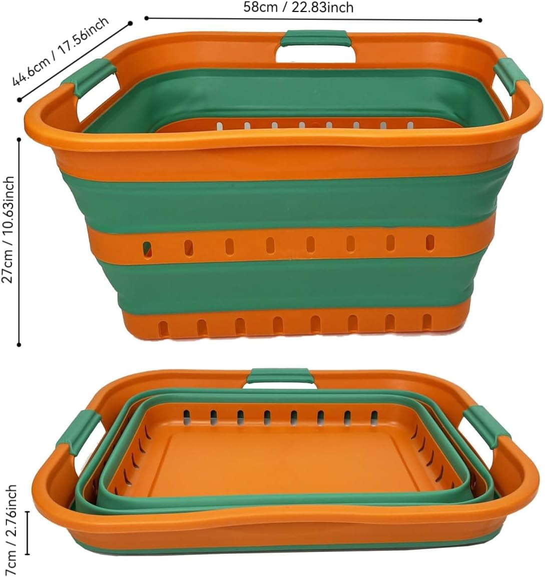 SAMMART 42L (11 gallon) Collapsible Plastic Laundry Basket - Foldable Pop Up Storage Container/Organizer - Space Saving Hamper/Basket